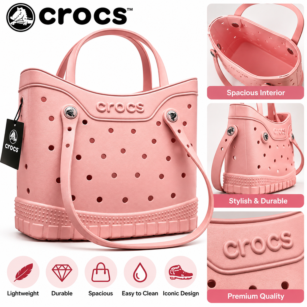 Crocs Medium EVA Tote Bag – Powder Pink – New